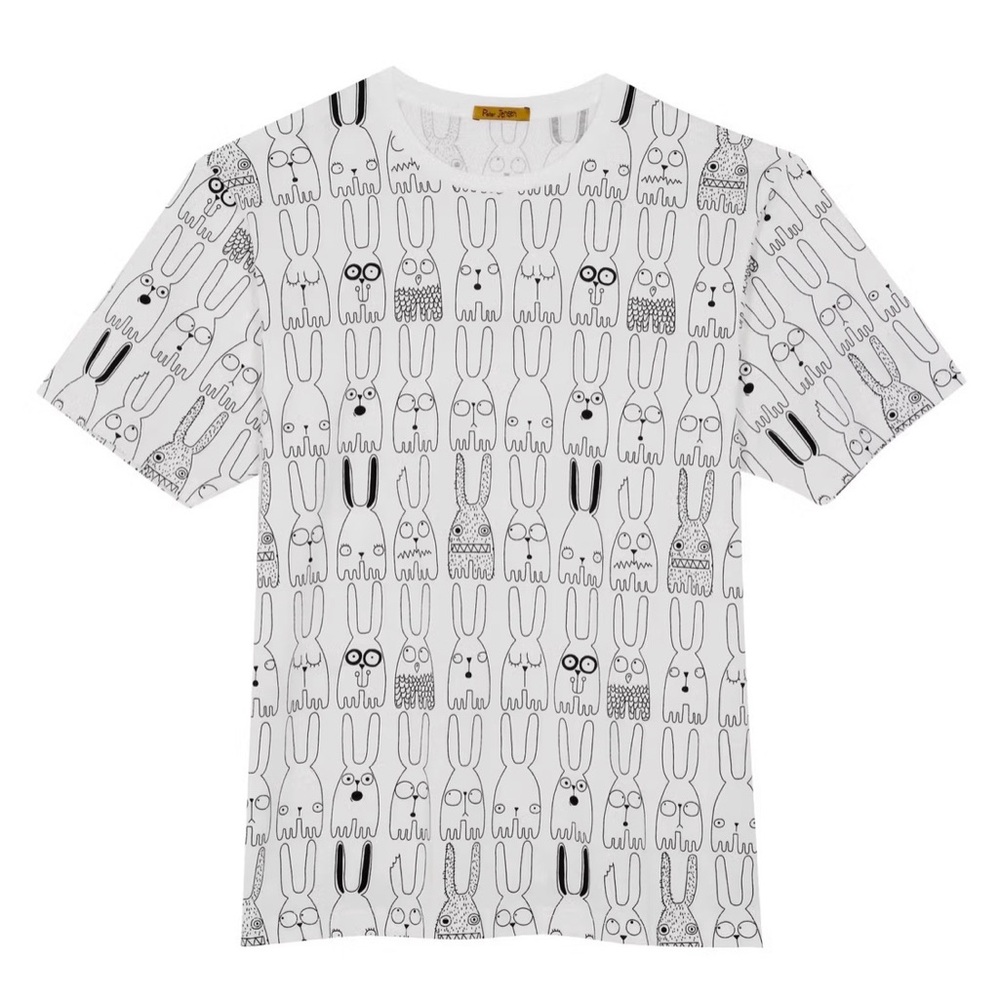 Peter Jensen x Will Broome Off White Graphic Bunny T-Art Tee Size M/L